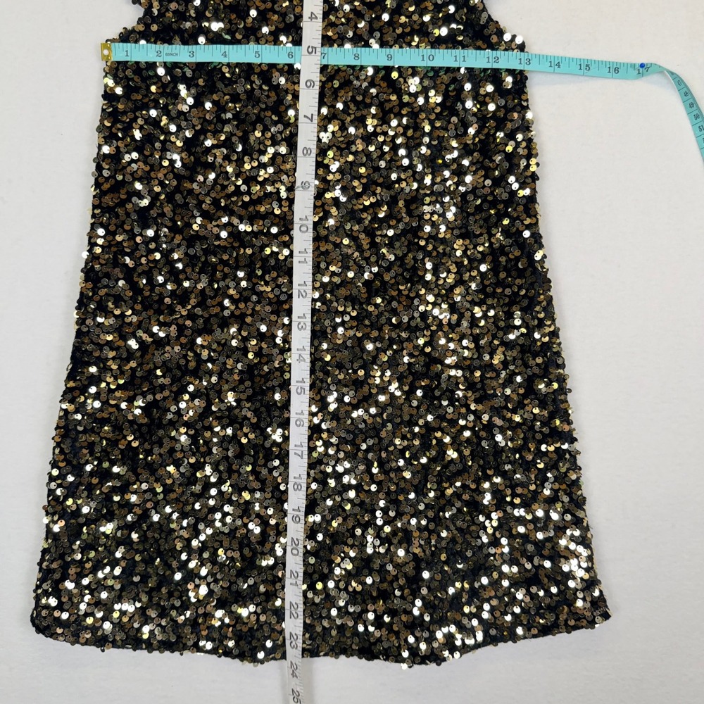 Sparkly Gold Sequin Velvet Shift Dress Sz 6 Cupcakes & Cashmere Holiday Festive - Picture 3 of 7